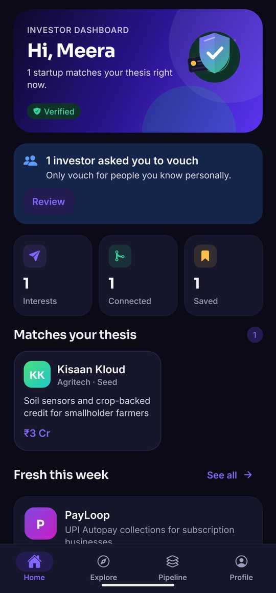 Investor dashboard in dark mode