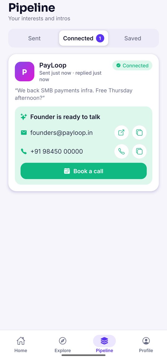 Pipeline with founder contact details